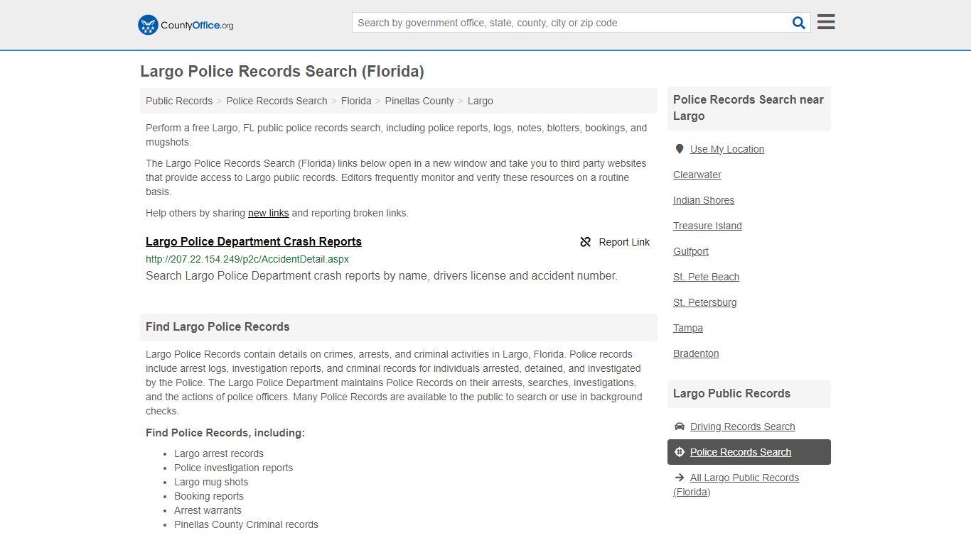 Police Records Search - Largo, FL (Accidents & Arrest Records)