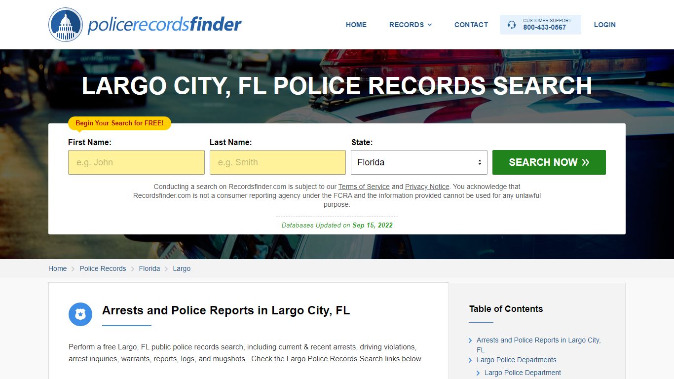 Largo, Pinellas County, FL Police Reports & Police Department Records