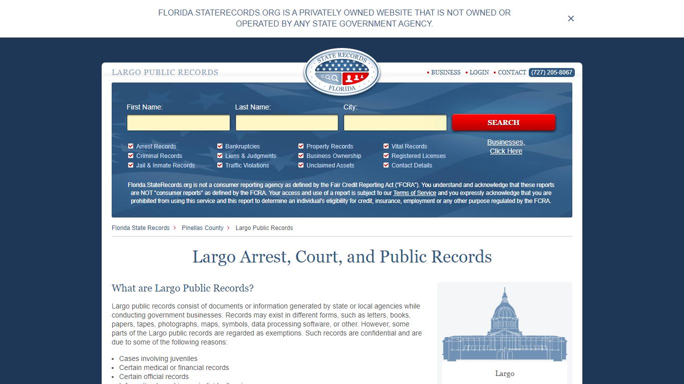 Largo Arrest and Public Records | Florida.StateRecords.org